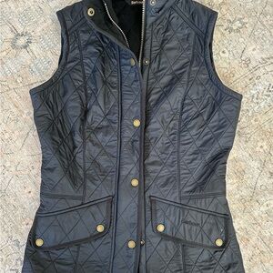 Barbour Calvary Gilet            Black Quilted Vest with Stand-Up Collar